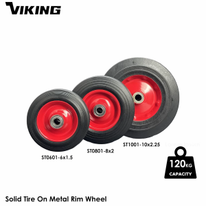 High-Quality Solid Rubber Wheel on Metal Rim with Double Ball Bearings for Hand Truck High Load Capacity Durable Material for Industrial Use