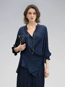 COCOBELLA | Embroidered Pleated Textured Satin Shirt