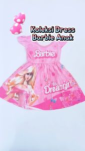 Dress Anak Perempuan Barbie Lengan Pendek / Daster Anak Cewe Barbie Umur 4 - 10 Tahun [ABEL]