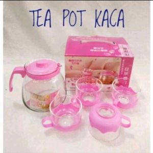 teko gelas cantik teapot bahan dari kaca di lapisi plastik