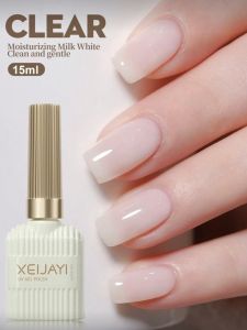 XEIJAYI 15ml Clear Nude Gel Nail Polish UV LED Semi-Permanent Soak Off Varnish Transparent Milky White Color 01 Long Lasting Man