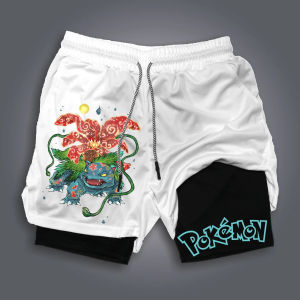 Pokémon Japanese Anime Mimikyu Peripheral Double Shorts Pokémon Summer Mens Fashion Breathable Sports Pants