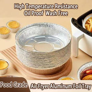 Tin Foil Tray Air Fryer Disposable Baking Aluminum Foil Tin Tray Steamer Mat Aluminum Food Tray Container Disposable Paper Non-Stick Steaming Basket Kitchen Tool 锡纸盘 ﻿