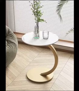 Modern sofa solid wood C-Shape side table round table oval bedside removable side table coffee table side table