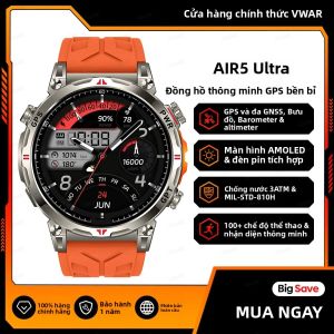 Đồng Hồ Thông Minh VWAR Air5 Ultra GPS Màn Hình AMOLED 1.56 Inch Tích Hợp La Bàn Đo Độ Cao Khí Áp Gọi Thoại Theo Dõi Sức Khỏe Dành Cho Android Wear