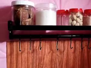 Rak Dapur Dinding Kitchen Rack Bumbu Gantung Aluminium Anti Karat 45cm
