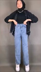 Highwaist Kulot Jeans Wanita Loose Highwaist loose Kulot jeans model korea - Celana jeans Wanita Boyfriend model terbaru 2023