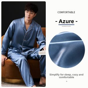 JIALEFEN | Thin Long Sleeve Silk-feel Pajamas for Men