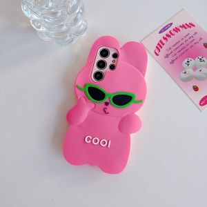 EOENKK | Cute Cartoon Glasses Cool Rabbit Phone Case For Samsung Galaxy S26 S25 S24 S23 S22 S21 Plus Ultra FE A33 A16 A15 A14 Phone Cover