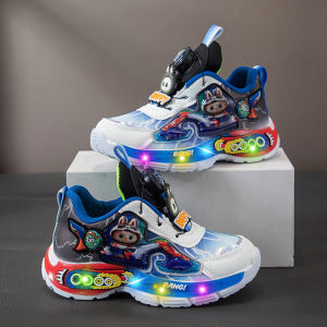 Lubu Boys Running Shoes with Light Emitting Sporty Dad Sneakers Low Top Anti-Slip Wear-Resistant Rubber Outsole Four Seasons Universal