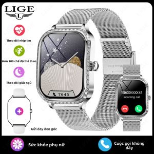 LIGE | Đồng Hồ Thông Minh Nữ LIGE Cao Cấp Màn Hình HD 1.75 Inch Đo Nhịp Tim Thể Thao Chống Nước IP68 Gọi Bluetooth Mặt Kim Cương Quà Tặng Dành Cho Nữ