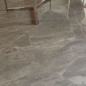 Meja Tamu Kotak Kaki Stainless Silver Top Marmer Hitam