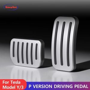 NovaAcc Brake Pedal Pads Covers For Tesla Model Y 2021-2025 Model 3 Highland 2024 2025 Aluminum alloy Foot Pedal Accelerator