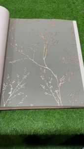 Wallpaper Dinding Korea 15m2 Ranting Ulir Metalik Glowing Gold Silver Tosca 15M Roll Besar