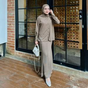 ONESET EIRA ROK MERMAID  BAJU PANJANG PASHMINA. Setelan muslim