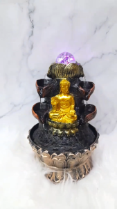 Golden Buddha Serenity Water Fountain with LED Crystal Glow