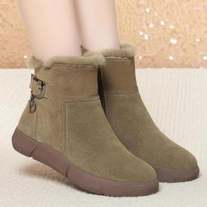 Thickened Northeast Snow Boots Womens Winter Warm Short Boots Fur Integrated Anti-slip Cotton Shoes Casual Style Waterproof Platform