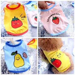 Vest pet spring and summer vest fruit strawberry pear printeautiful dog cat clothes Vest mesh breathable puppy clothes