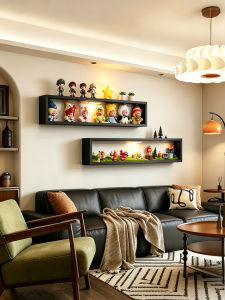 ARTPIONEER | Wall-mounted Dustproof Display Shelving Unit with Decorative Painting and Light