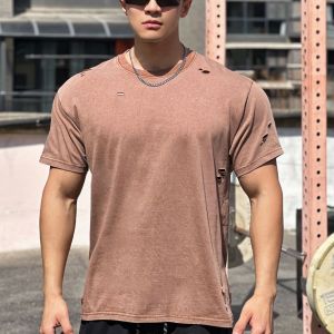 เสื้อยืดแขนสั้นชาย ทรงหลวม ทรงหลวม คอตุ้ม สไตล์อเมริกัน ทรงหลวม เสื้อยืดผ้าฝ้าย ระบายอากาศได้ดี สำหรับผู้ชาย