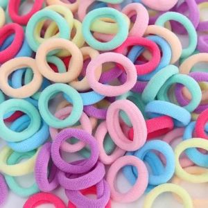 100pcs Colorful Basic Nylon Ealstic Hair Ties for Girls Ponytail Hold Scrunchie Rubber Band Kid Fashion Hair Accessories