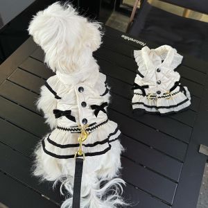 Spring Summer Pet Dog Leash Chest Back Set Small Poodle Princess Skirt Dog Walking Teddy Bichon Pomeranian Cute Little Dog