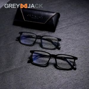 Grey Jack Frame Kacamata Bahan Titanium Model Kotak Fashion Bisnis Casual Ringan Kokoh Bisa Minus Antiradiasi Blueray Photocromic T 15209