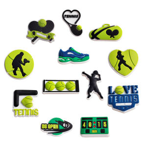 12PCS Cartoon Tennis Series Shoe Charms Colorful PVC Clog Buckle Decorations DIY Craft Supplies Party Favors Kids Birthday Gift