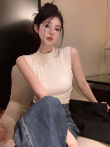 GUZILIAN | Summer Slim Fit Shoulder T-Shirt Womens Sleeveless Integrated Design Sensation Auxiliary Breast Collection Base Top