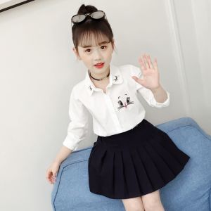Áo Sơ Mi Trắng Cotton Mỏng Dài Tay Cho Bé Gái Thời Trang Thu Xuân Áo Phông Trẻ Em Chất Liệu Cotton Nguyên Chất Cho Bé Gái