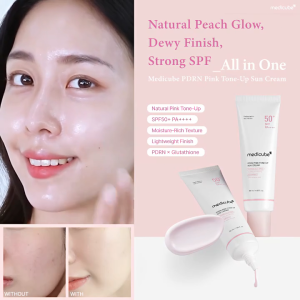 Medicube PDRN Pink Tone Up Sun Cream 50m.High-efficiency sun protection with slight concealing effect moisturizing and brightening firming the skin achieving both skincare and sun protection functions.