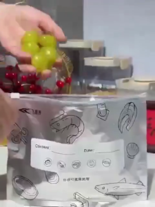 Aluminum Foil Zipper Bag for Food Storage Reusable Fresh Keeping Bag Airtight Zip Lock Thicken with Writeable Label Freezer Safe for Meat Veggies Kitchen Household