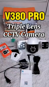 V380 PRO Three Lens Video Wifi 4G SIM Card CCTV Camera Wireless 360° Two-Way Audio Full Color Night Vision Monitor Outdoor Waterproof Security Cameras