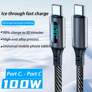 1 Pcs PD100W Cable USB Type C to USB C With Led Digital Display Super Fast Charge Cable For Xiaomi 14 Huawei Samsung S24 Oneplus