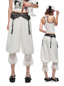 1JINN STUDIO | Casual Loose Elastic Waist Lace Pants