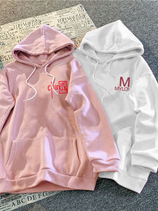 สีชมพู เสื้อสเว็ตเชิ้ต หลวม Fit แขนยาวบางสไตล์ฮ่องกง ฤดูใบไม้ร่วง ฤดูใบไม้ผลิ เสื้อแจ๊กเก็ตจีน ชิค ขนาดใหญ่ เสื้อผ้าผู้หญิง