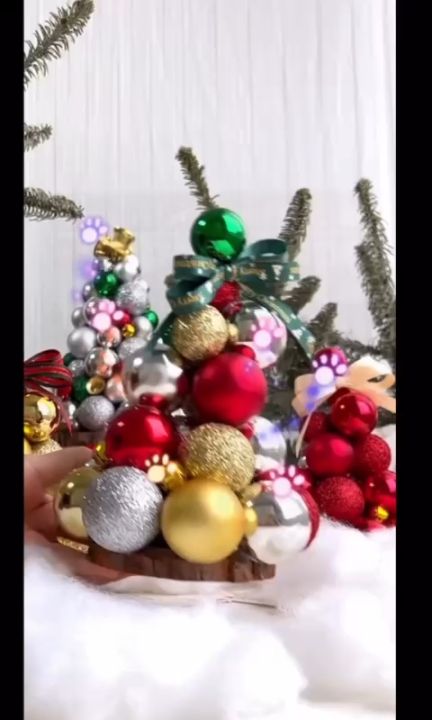 Ⓜ️SG SELLERⓂ️ 100pcs/Box (3/4/6cm) colourful Xmas Tree Balls Christmas ...