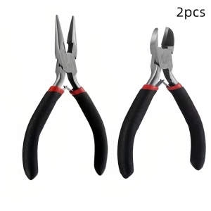 2pcs/1set Jewelry Making Pliers Needle Nose Pliers Cutting Pliers DIY Tools Portable Compact Beading Craft Tools
