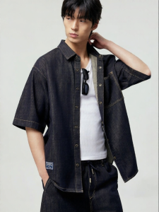 Jack Jones | Breathable Comfortable Letter-embroidered Loose Collar Mens Shirt