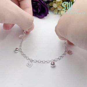 SilverWholesale #BB140 Original Silver 925 "Lovely Bear Bear" Baby Bracelet Anklet (Gelang Kaki/Tangan untuk Baby)