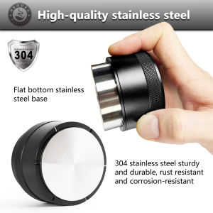 NEOUZA Coffee Palm Tamper ขนาด 51/53/58mm เครื่องมือปรับระดับสำหรับบาริสตา พร้อมสปริง สแตนเลสฐานแบนสำหรับ Portafilter เครื่องชงเอสเพรสโซ่