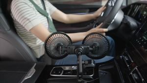 2026 car double-head fan 3600mAh Rechargeable rear seat cooler multi-angle bracket car air conditioner car fan cooler