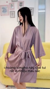 Áo choàng ngủ WANNABE áo khoác ngủ kimono dạng cơ bản trơn đơn giản dễ mặc sang trọng KI010