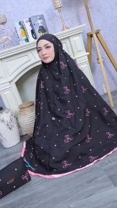 Mukena Dewasa Coquette Bordir Ribbon 2in1 Katun Premium