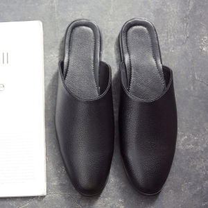 รองเท้าแตะหนังสำหรับใส่ในช่วงฤดูร้อนสำหรับผู้ชาย สไตล์เกาหลี พื้นยาง รองเท้าแตะแบบสวมสบายสำหรับใส่ในบ้านและกลางแจ้ง