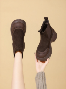 Josiny | Vintage Height-Increasing Thick-soled Black Boots Female