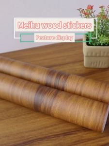 10m DIY wallpaper stickers waterproof self-adhesive wall decoration wood grain wallpaper decorative aesthetic wall stickers door table furniture wood grain renovation PVC stickers