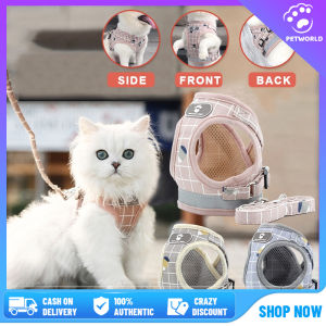 【In Stock】Pet Dog Cat Harness Reflective Pet Leash Breathable Mesh Padded Adjustable With Tow Rope Dog Leash