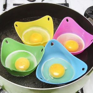 2pcs Silicone Egg Poacher Cups Egg Boiler Mold Cup Nonstick Egg Steaming Bowl Egg Plate Tray Eggs Cooking Green