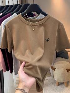 Áo Thun Nữ Tay Ngắn Cổ Tròn Màu Đen Mùa Hè Phong Cách Hàn Quốc Dáng Ôm Vừa Vặn in Họa Tiết Thời Trang Thường Ngày